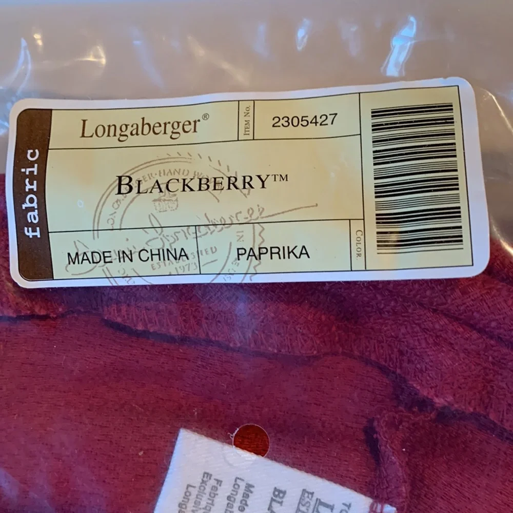 Longaberger Fabric Liner for the Blackberry Basket in Paprika. NEW.